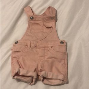 Blush pink baby girl overalls